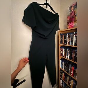 Green Draped Neck Jumpsuit